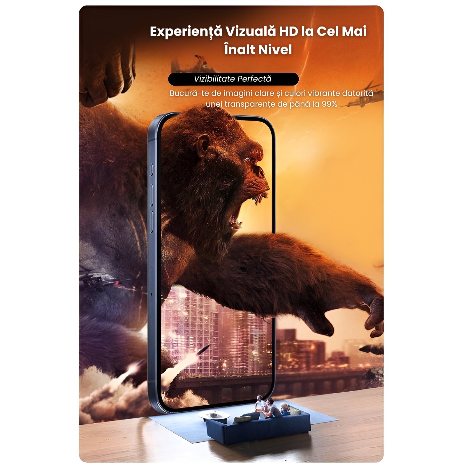 Set 2 Folii Privacy Glass, Sticla Securizata, Compatibil cu iPhone 16 ProMax, Gorila X instalare usoara cu dispozitiv EASYAPP pentru indepartarea prafului, Anti-zgarieturi, Anti-amprenta, anti-explozie, Anti-soc, Anti-ulei, Anti-orbire
