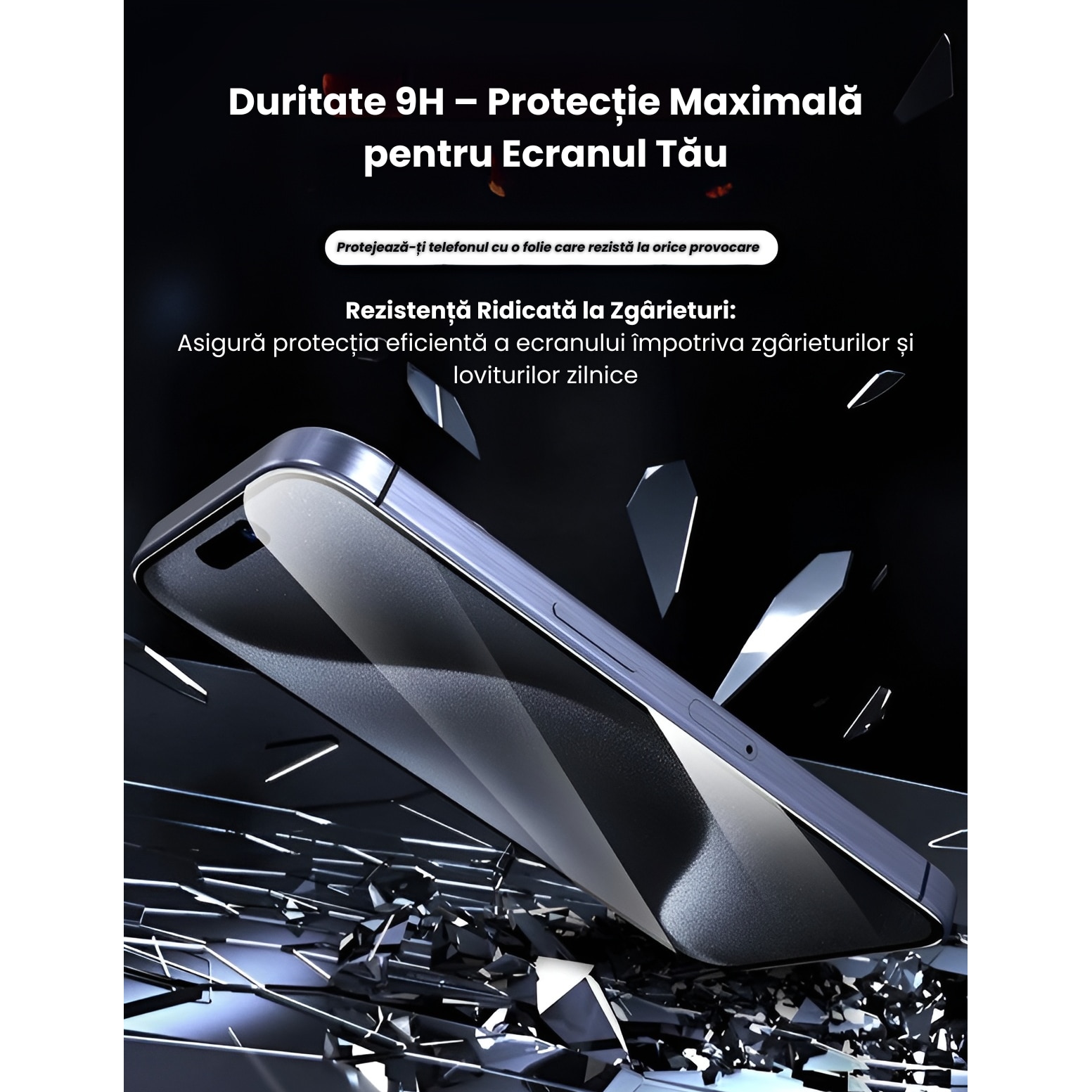 Set 2 Folii Privacy Glass, Sticla Securizata, Compatibil cu iPhone 16 ProMax, Gorila X instalare usoara cu dispozitiv EASYAPP pentru indepartarea prafului, Anti-zgarieturi, Anti-amprenta, anti-explozie, Anti-soc, Anti-ulei, Anti-orbire