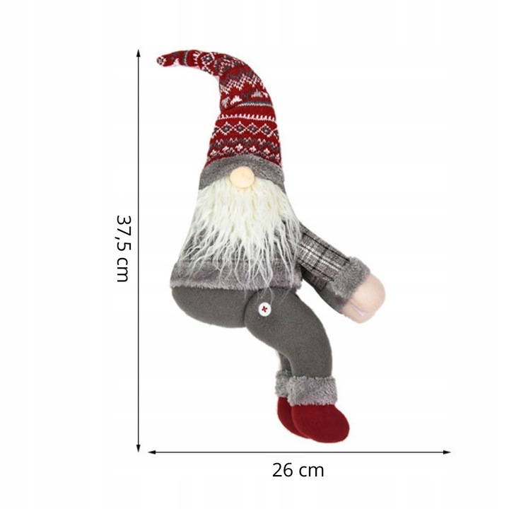 Decoratiune, Korbi, Catarama Velcro, Material Moale, Personaje De Craciun, 37.5 cm Inaltime x 26 cm Latime, Rosu