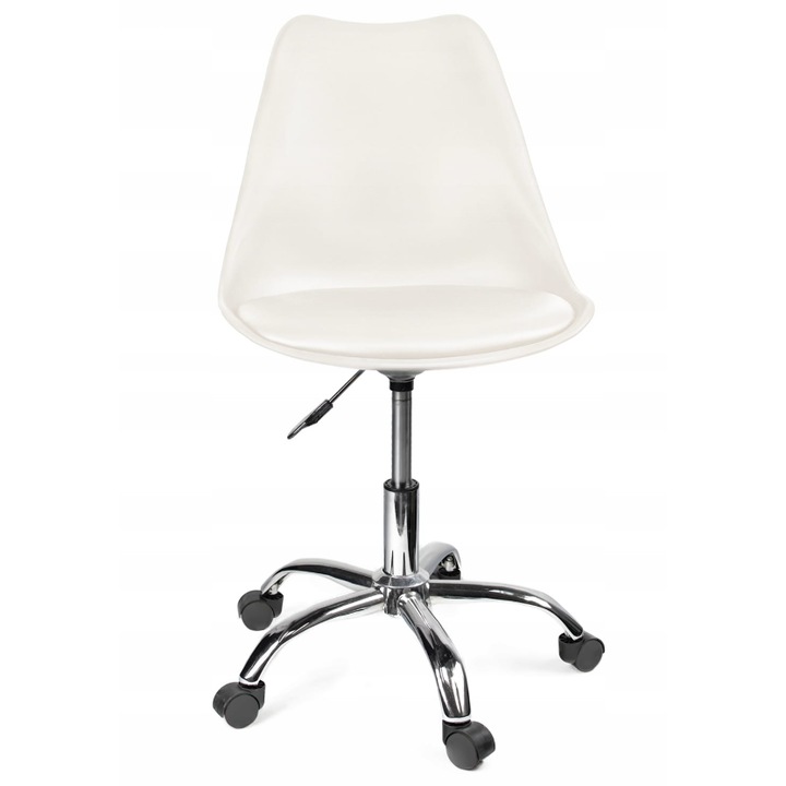 Scaun birou rotativ alb cu pernuta, Iger Azay, plastic alb