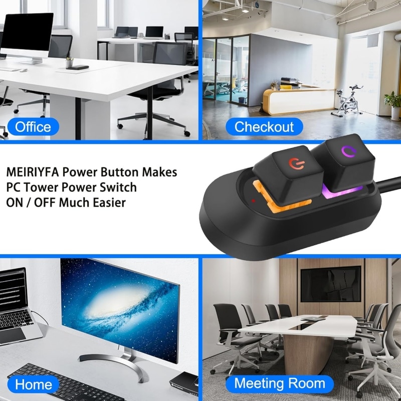 Buton mecanic On/Off pentru PC, JESWO, cu comutator Reset, cablu de 2m ...