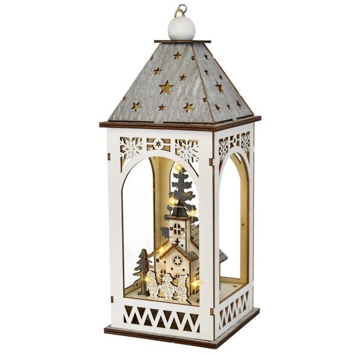 Lanterna din lemn cu lumina LED 29x11 cm