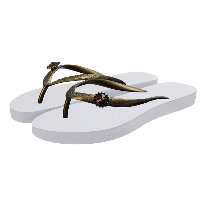 Uzurii, Papuci flip-flop cu strasuri Switch, Alb, 39-40