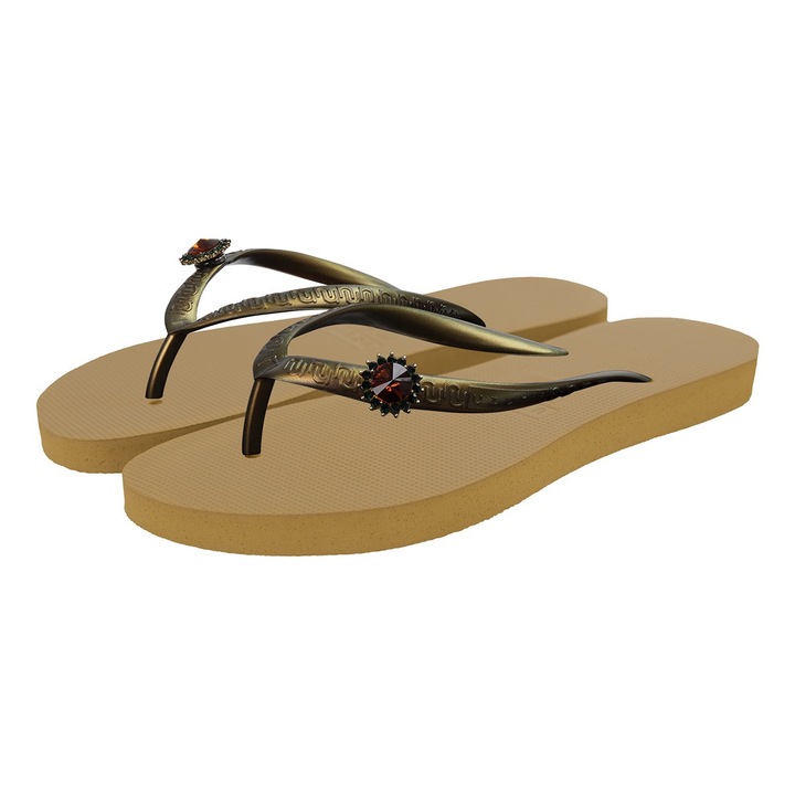 Uzurii, Papuci flip-flop cu strasuri Switch, Maro deschis, 35-36
