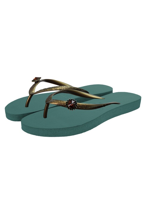 Uzurii, Papuci flip-flop cu strasuri Switch, Verde aquamarin, 37-38