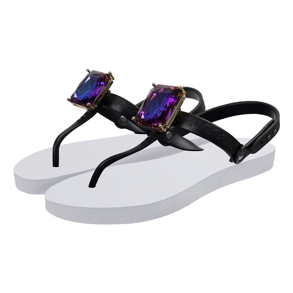Uzurii, Papuci flip-flop cu strasuri Selena, Alb, 41-42