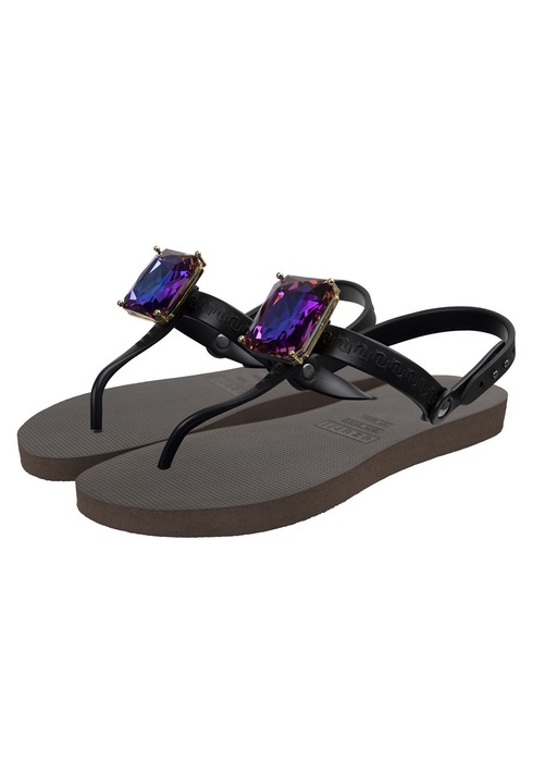 Uzurii, Sandale T-Strap cu strasuri Selena, Maro, 39-40