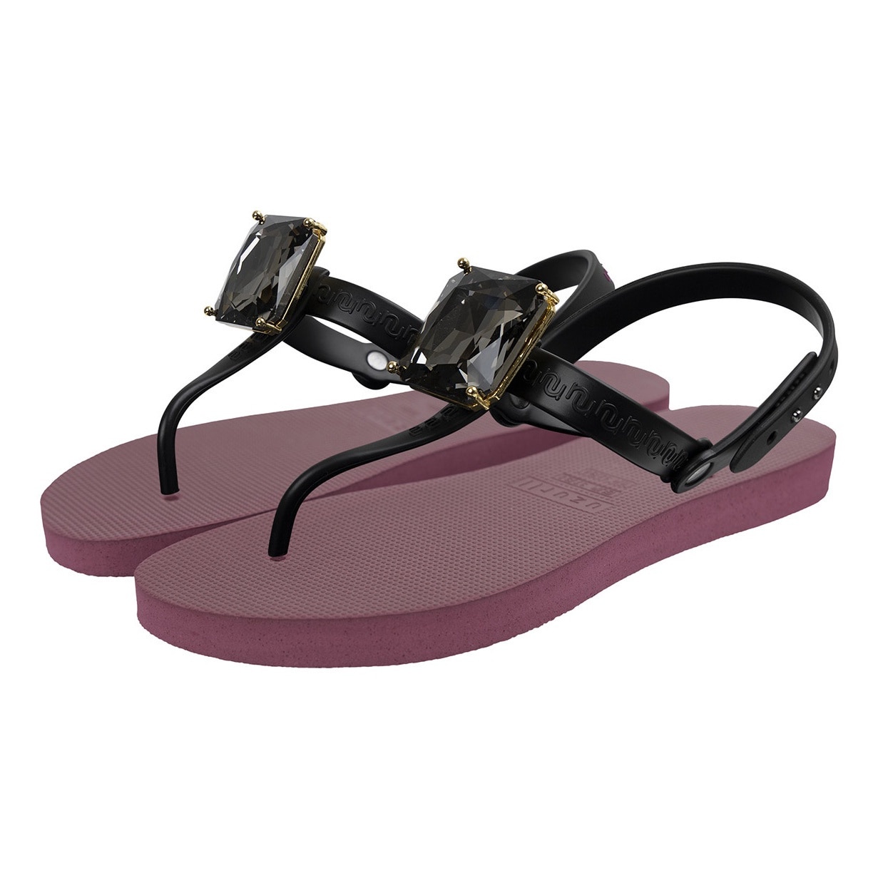 UZURII, Sandale cu bareta separatoare si strasuri, Visiniu, 37-38