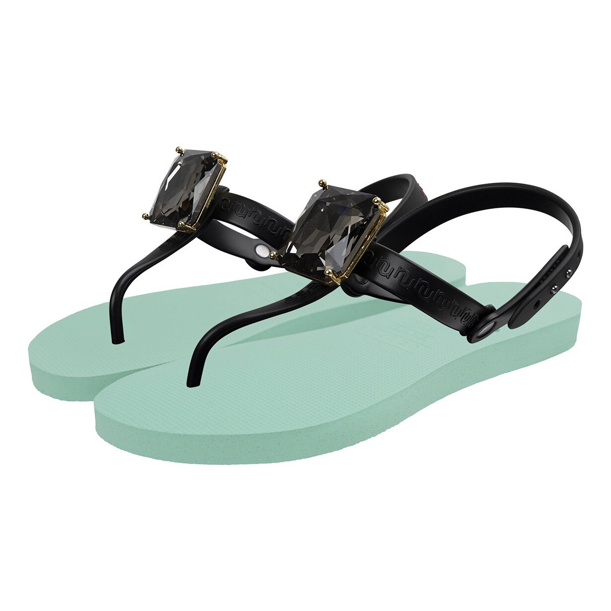 UZURII, Sandale cu bareta separatoare si strasuri, Verde menta, 35-36