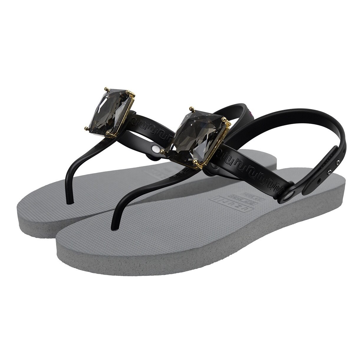 UZURII, Sandale cu bareta separatoare si strasuri, Argintiu, 39-40