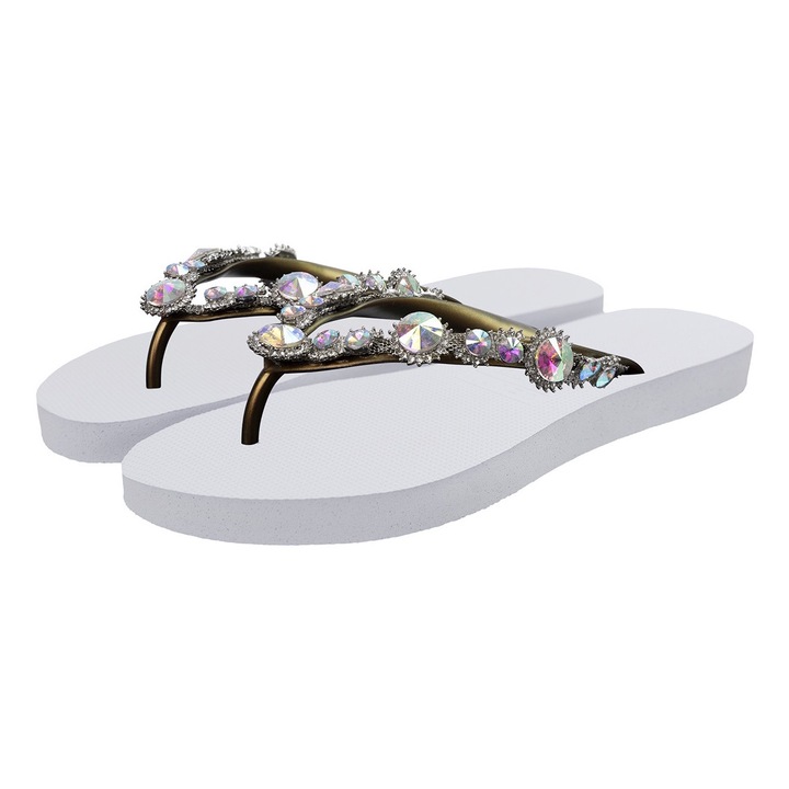 Uzurii, Papuci flip-flop Chrystal Marilyn, Alb, 39-40