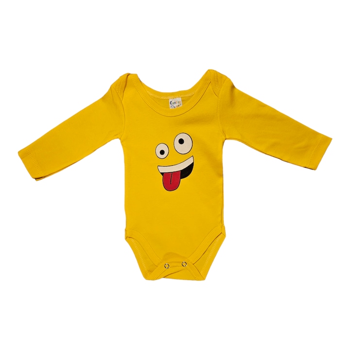 Body Galben "Funny Face", Bumbac, Galben