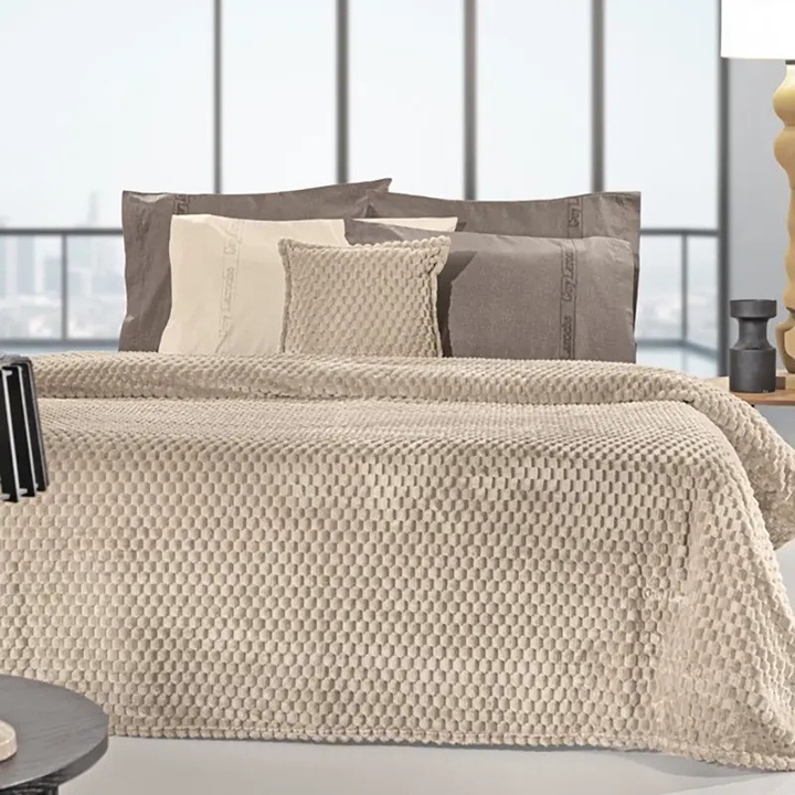 Patura Fleece, Guy Laroche, microfibra, 160x220 cm, bej