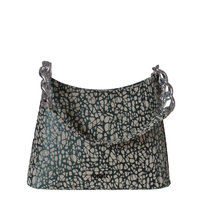 Geanta Dama, Casual, CraftG, Lucrata Manual, Piele Naturala, Croco gri, Unicat, 22x18x9 cm