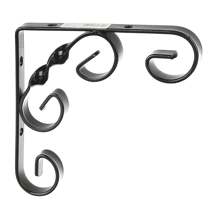 Suport raft, fier forjat, 130 mm, negru