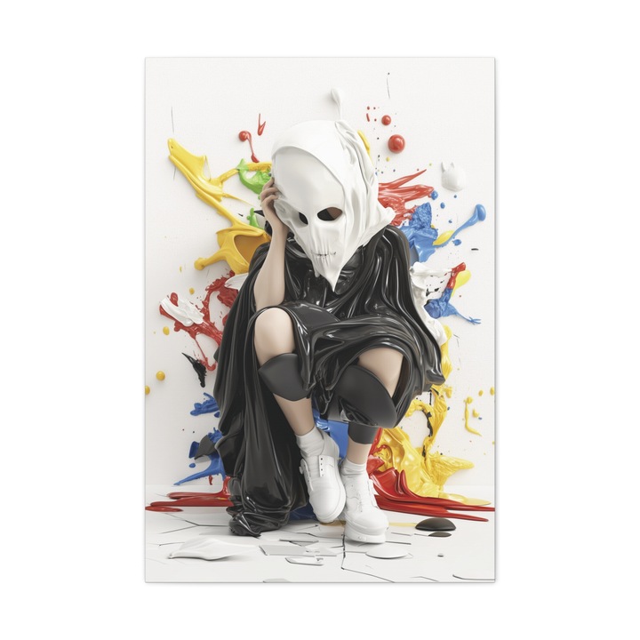 Tablou Canvas Premium, Anonimat in Stil, Panza Bumbac 100% - 280g/m2, Sasiu Lemn Natural, Arta Contemporana, Modern, Abstract, Culori Vibrante, Decor Living, Camera de Zi, Sufragerie, Dormitor, Hol, Birou, 30 x 45 CM