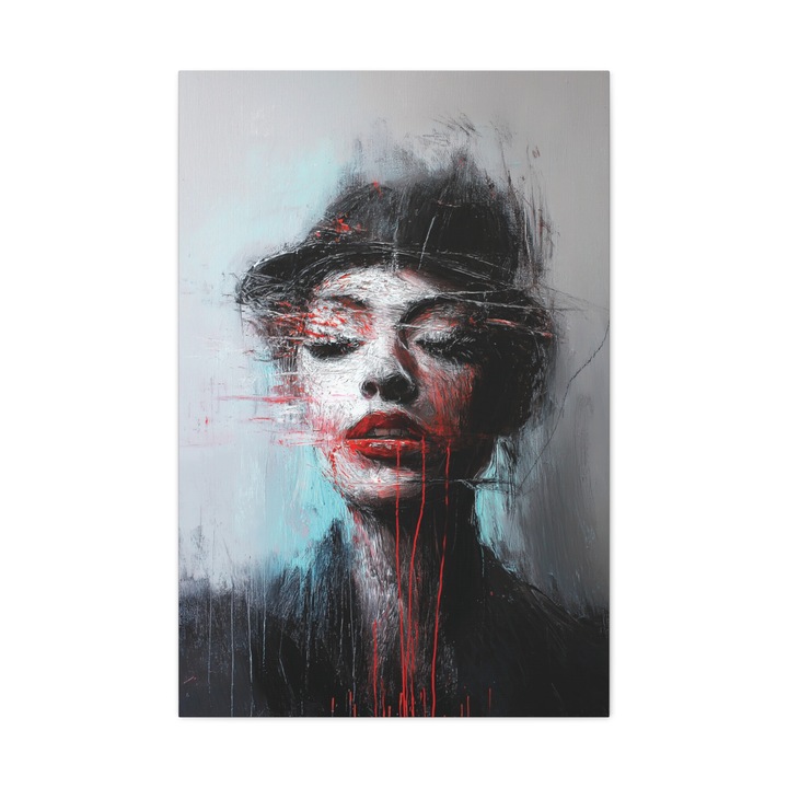 Tablou Canvas Premium, Ecoul Roșului, Panza Bumbac 100% - 280g/m2, Sasiu Lemn Natural, Arta Contemporana, Modern, Abstract, Culori Vibrante, Decor Living, Camera de Zi, Sufragerie, Dormitor, Hol, Birou 40 x 60 CM