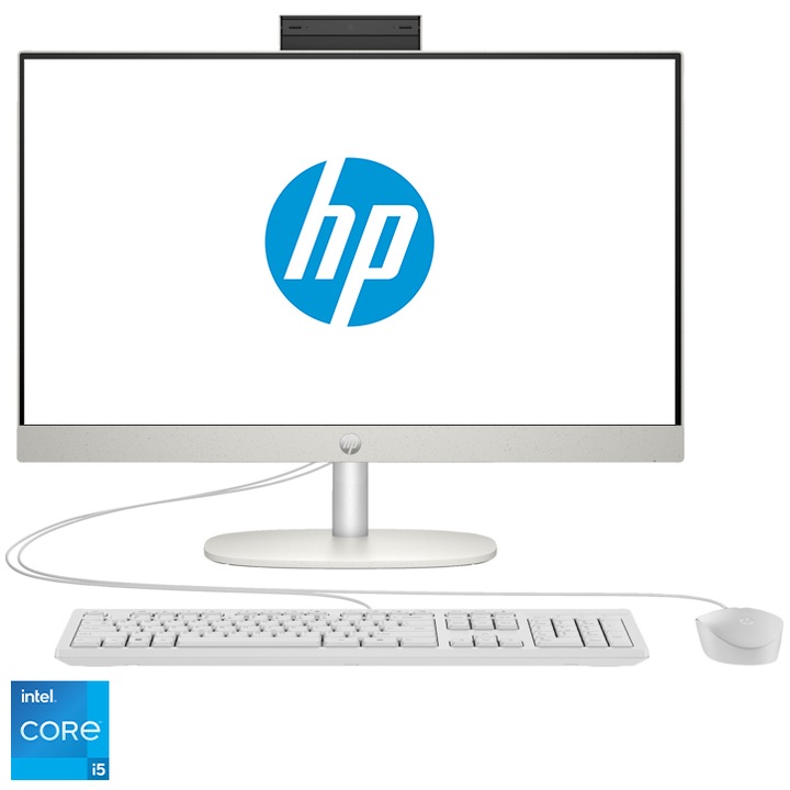 Настолен компютър All-in-One HP ProOne 240 G10, Intel® Core™ i5-1335U, 23.8", Full HD, IPS, 16GB DDR4, 512GB SSD, Intel® Iris® Xe Graphics, Free DOS, White