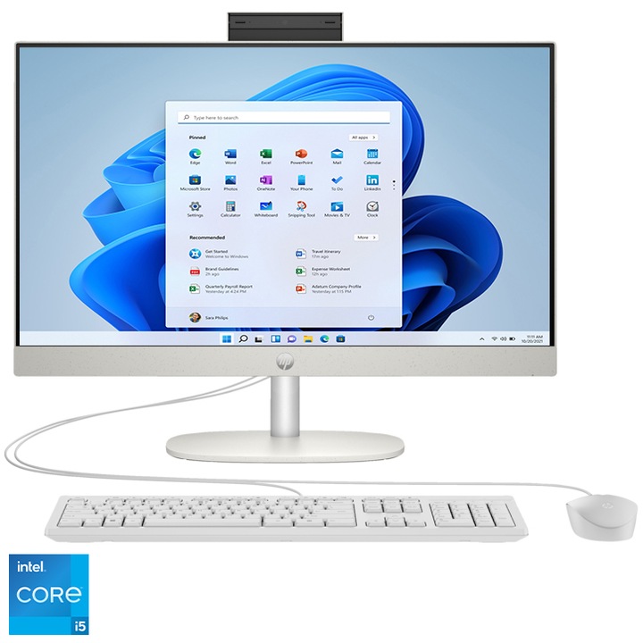 Настолен компютър All-in-One HP ProOne 240 G10, Intel® Core™ i5-1335U, 23.8", Full HD, IPS, 16GB DDR4, 512GB SSD, Intel® Iris® Xe Graphics, Windows 11 Pro, White