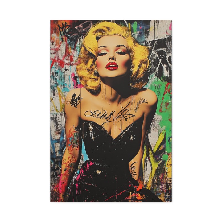 Първокласна картина на платно, Blond Vice, 100% памучно платно - 280g/m2, шаси от естествено дърво, съвременно изкуство, модерно, абстрактно, живи цветове, декор за всекидневна, всекидневна, трапезария, спалня, коридор, офис, 70 x 100 CM