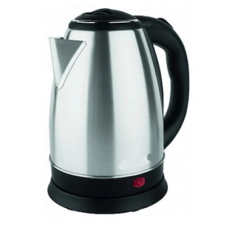 Cana Fierbator, Inox, 1500W, Capacitate de 2 L, Declansare automata, Buton ON/OFF, Buton deschidere capac, Indicator nivel Apa, Argintiu/Negru