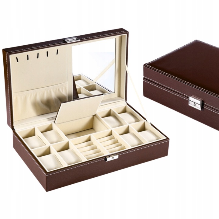 Organizator, Korbi, F47, Piele Ecologica, Incuietoare Sigura Cu Cheie, Compartimente Detasabile, 30 cm X 30 cm X 8 cm X 20,5 cm, Maro