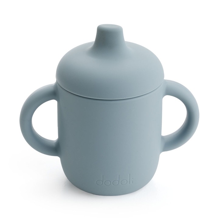 Силиконова чаша за вода против протичане за бебета и деца, 6+ месеца, без BPA, 150 мл - Dodoli, Seablue