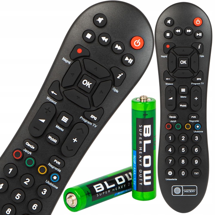 Telecomanda originala CARDSPLITTER pentru decodoare Polsat EVOBOX PVR/LITE, set cu 2 baterii AAA