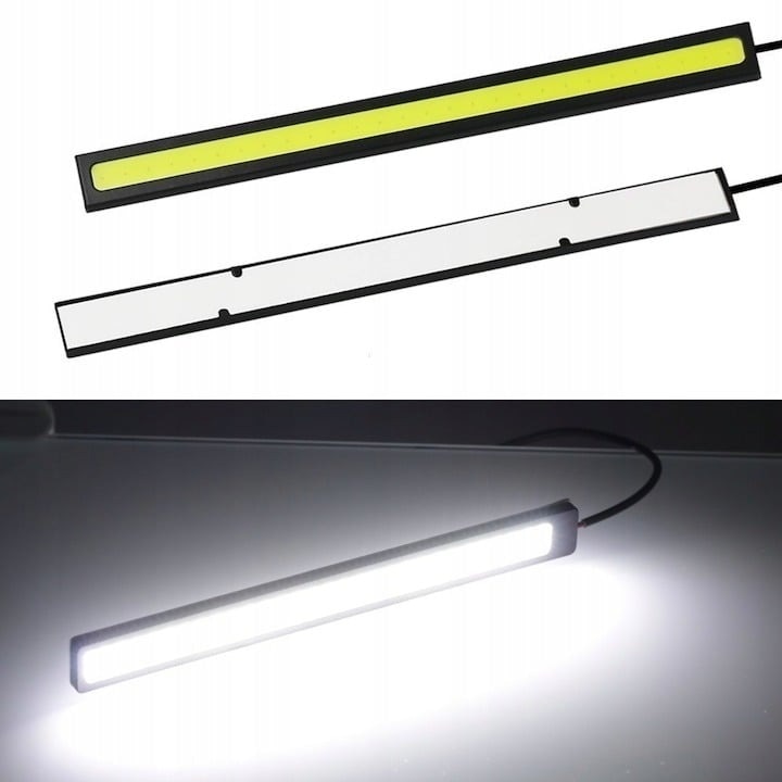 Set 2x Banda auto LED, lumini de zi, putere 12W, 28 LED, culoare alba ...