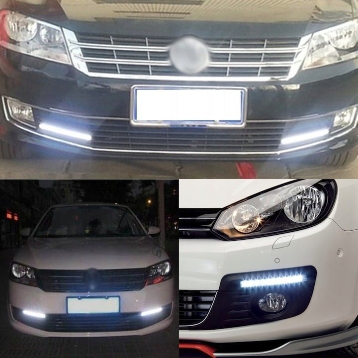 Set 2x Banda auto LED, lumini de zi, putere 12W, 28 LED, culoare alba ...