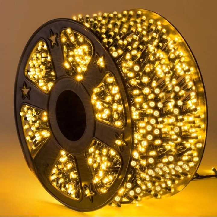 Világítóberendezés, beltéri/kültéri, IP44, 8 program, 30m, 150 LED-ekkel, meleg fehér fény