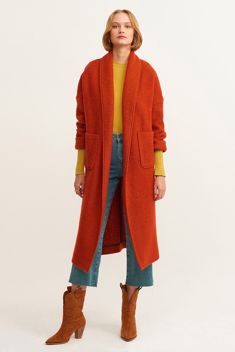 OXXO, Palton din amestec de lana, Portocaliu mandarina