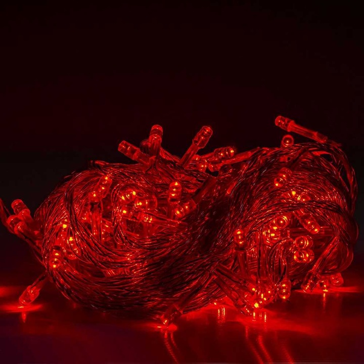 Instalatie pom Craciun, 140 becuri Xenon, 11 m, rosie