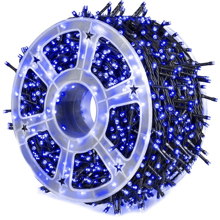 Instalatie pom Craciun, 240 becuri, 50 m, Albastru