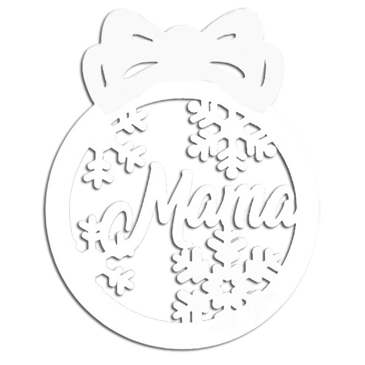 Karácsonyi ajándék ANYÁNAK, kerek földgömb hópelyhekkel, 10cm, fehér, ArtemisGift