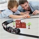 Направи си сам електрическа влакова верига "LikeSmart Rail King", 21 аксесоара, звуци и светлини, един локомотив, 3 вагона, 270 см, черен