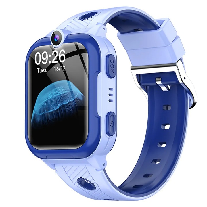 Ceas Inteligent Smartwatch Copii Ekleto® Y28 4G – Siguranta Avansata cu GPS, Apel Video HD, Functie SOS, Monitorizare Somn, Baterie Durabila 800mAh, Alarma si Memento Apeluri, Rezistenta la Apa IP67 – Confort si Siguranta pentru Cei Mici, Albastru