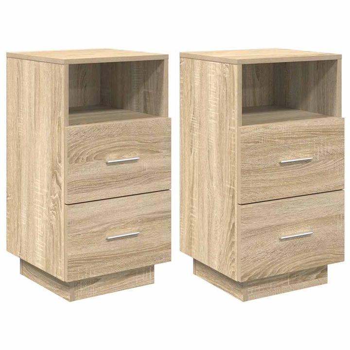 Нощни шкафчета vidaXL, 2 бр, с 2 чекмеджета, дъб сонома, 36x36x68 см, 28.35 Kg