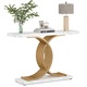 Masa console moderna, Tribesigns, alb si auriu, 100x29.5x80cm, cadru metalic robust