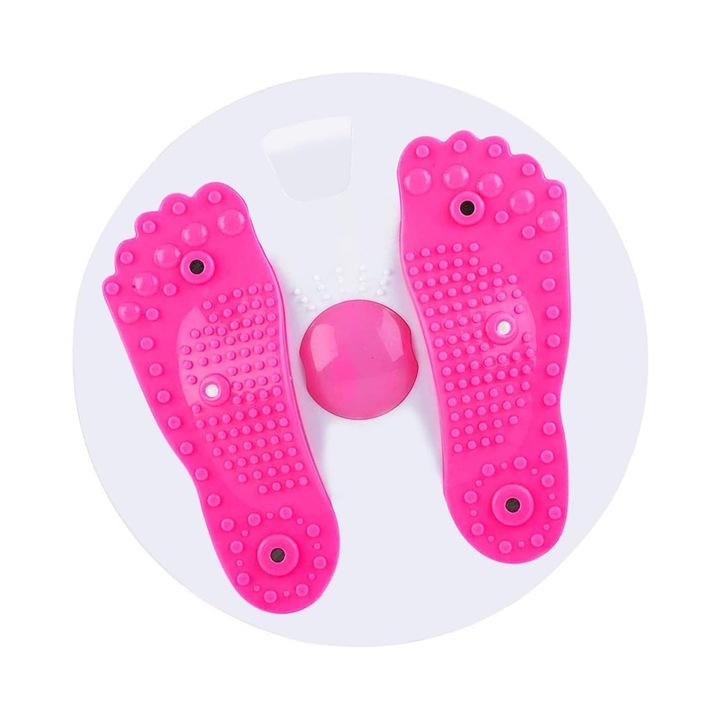 Въртящ се диск за коремни упражнения JUP *15027-10 DC, Масажиращо стъпало, 27 х 27 см, Бял/Розов