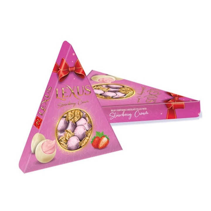 Bomboane cu ciocolata alba si crema de capsuni Lexus 120gr