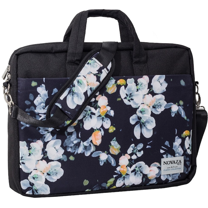 Калъф за лаптоп, Novaza tech, Найлон, 17 инча, Цип, Отделение за лаптоп, Шок абсорбция, Регулируема презрамка, 32x43x4.5cm, Многоцветен