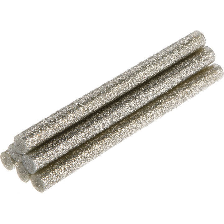 Batoane pentru pistol lipit 8mm, 6 buc/set, argintii, brocart,TOPEX