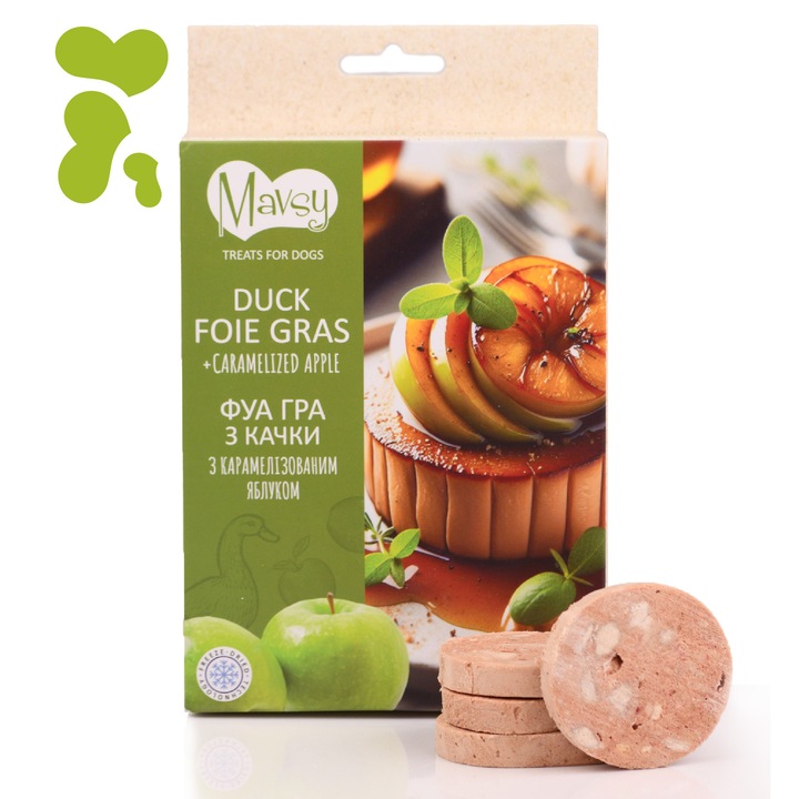 Recompense caini, MAVSY FREEZE DRIED Foie gras de Rata cu mere caramelizate 50g