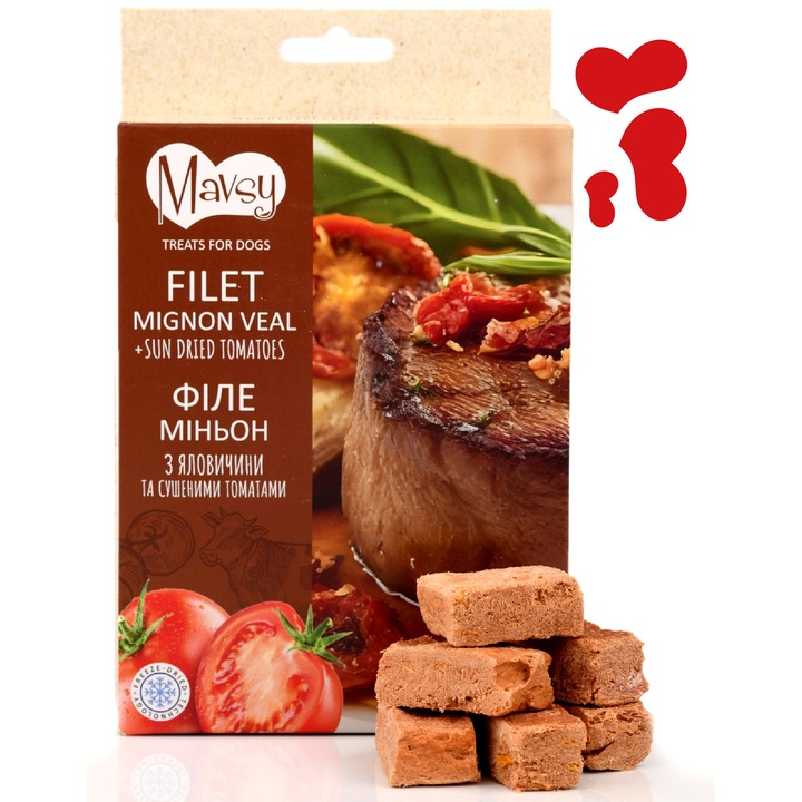 Recompense caini, MAVSY FREEZE DRIED Filet Mignon de Vita cu rosii uscate 50g