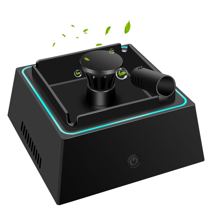 Intelligens elektromos hamutartó, OEM, turbóventilátorral, kreatív kialakítással, égéskésleltetési funkcióval, USB tölthető, Két világítási mód, alkalmas család, iroda, szálloda, bár, fekete