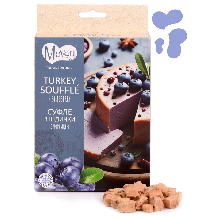Recompense caini, MAVSY FREEZE DRIED Sufleu de Curcan cu afine 50g