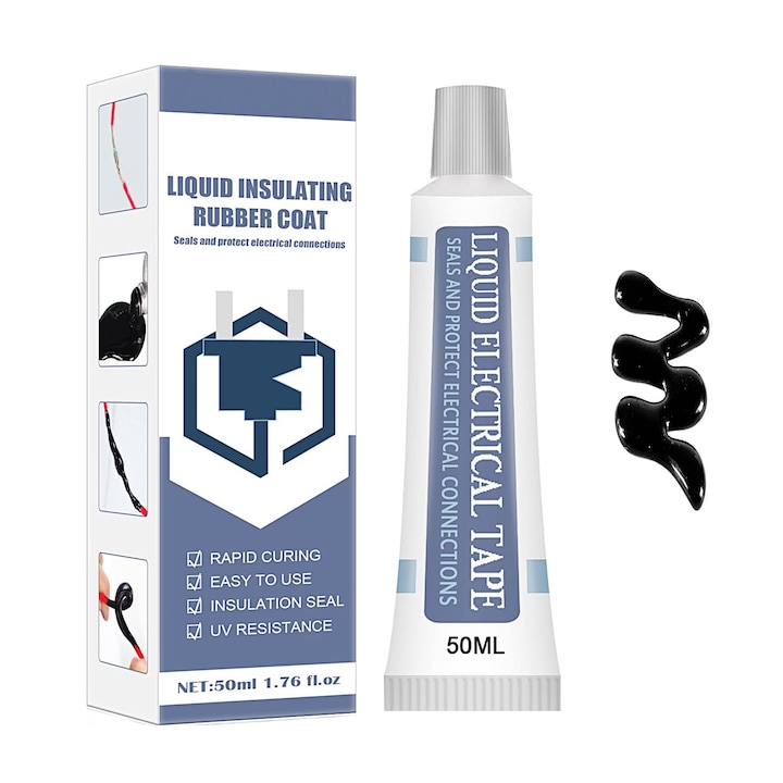 Pasta pentru izolarea firelor electrice, 50 ml, MorFansi®, Flacara rezistenta la apa, Anti-uv, Uscare rapida tub negru