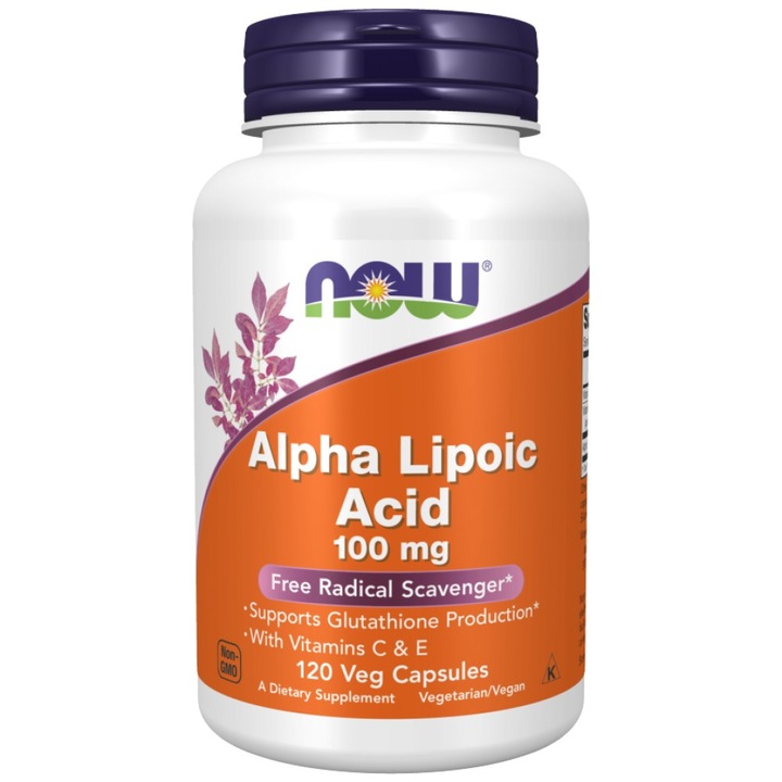 Хранителна добавка NOW Foods Alpha Lipoic Acid 100 mg, 120 капсули