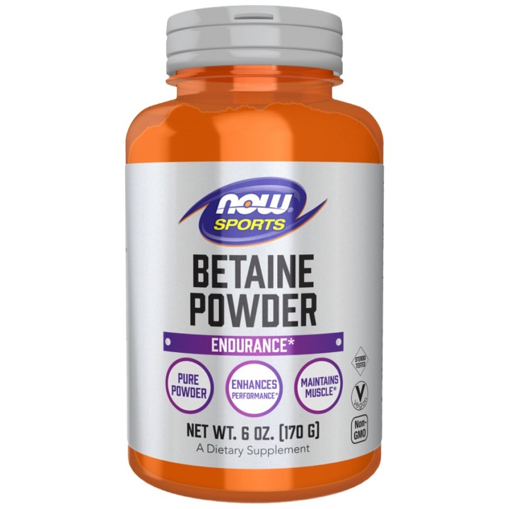 Хранителна добавка NOW Foods Betaine Powder Endurance, 170 грама